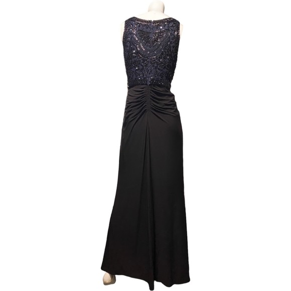 ADRIANNA PAPELL Black Maxi Dress w/Beaded Bodice Size 8 - Picture 2 of 13